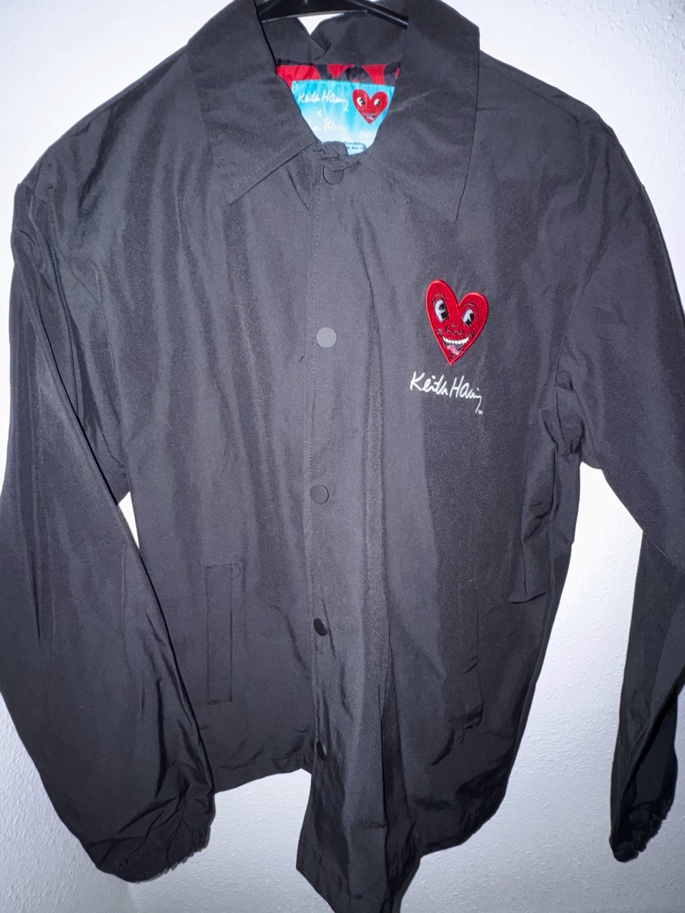 KeiLa Haring Black Men’s Embroidered Heart Coach Jacket